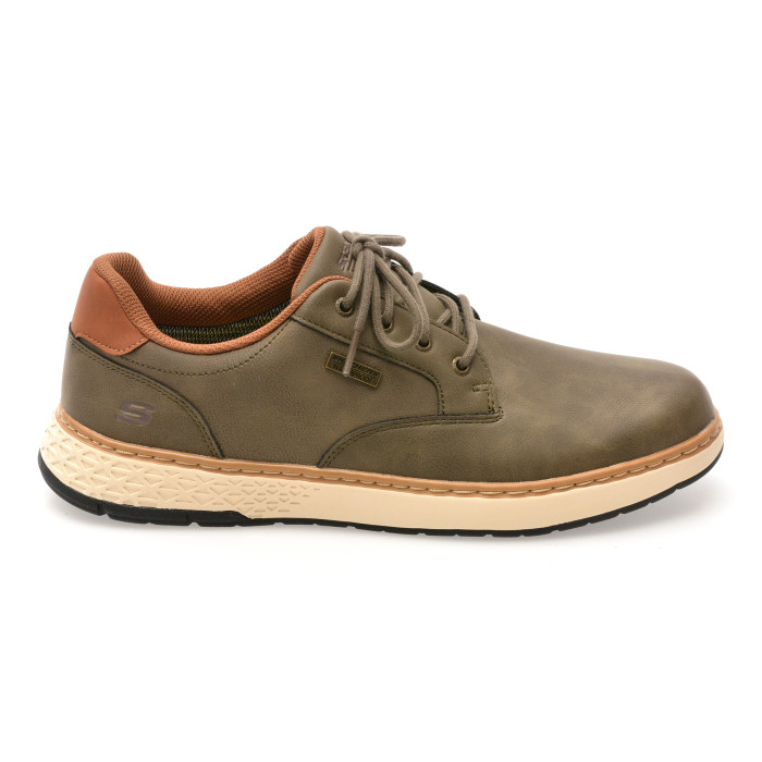 Pantofi sport SKECHERS kaki, GARLAN, din piele ecologica