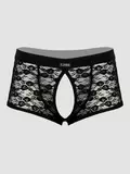 LHM Black Lace Open Front and Back Boxer Shorts