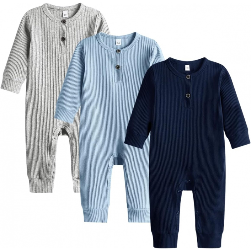 VAELIRAEL Baby Boy Girl 2/3 Pack Solid Romper