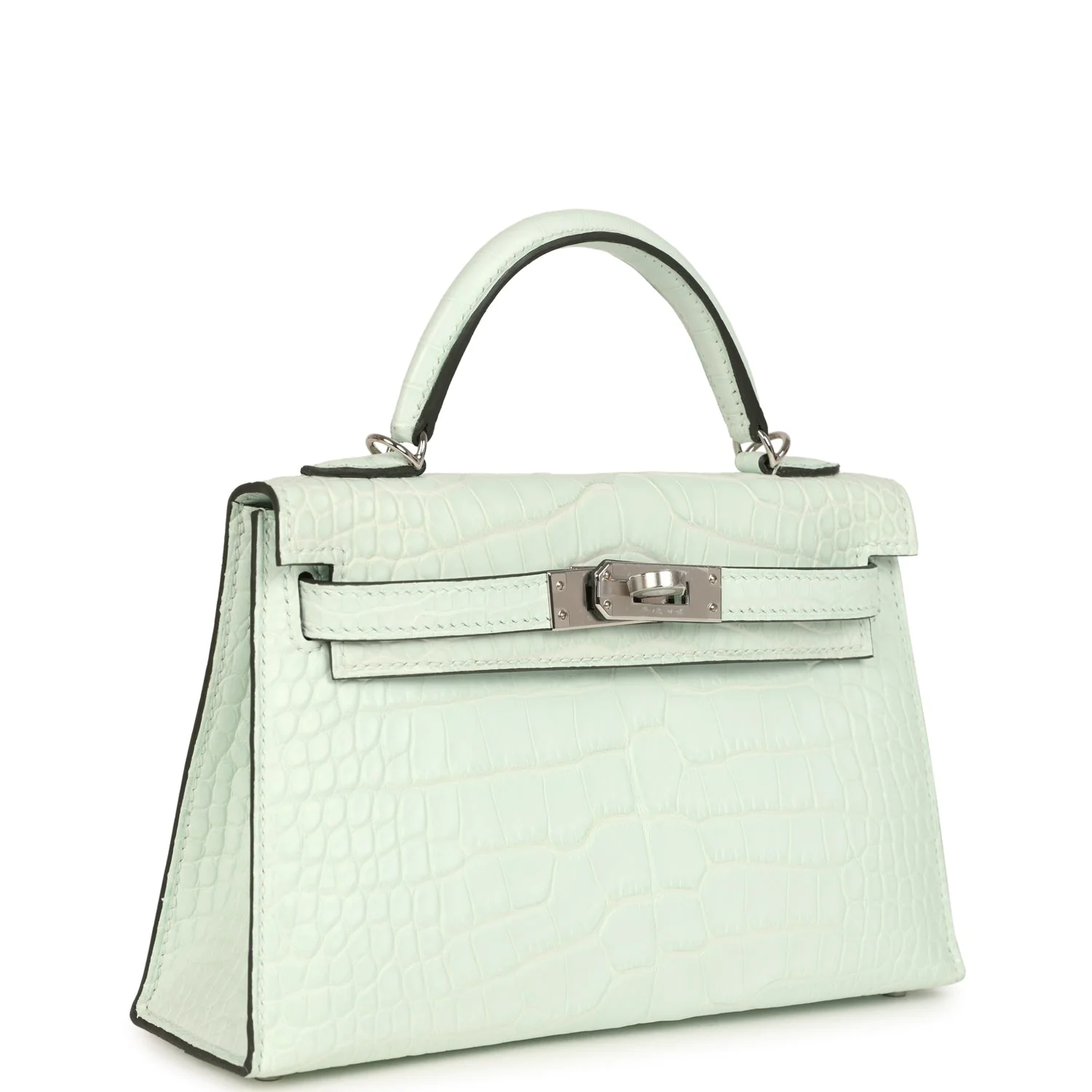 Hermes Kelly Sellier 20 Vert Peppermint Matte Alligator Palladium Hardware