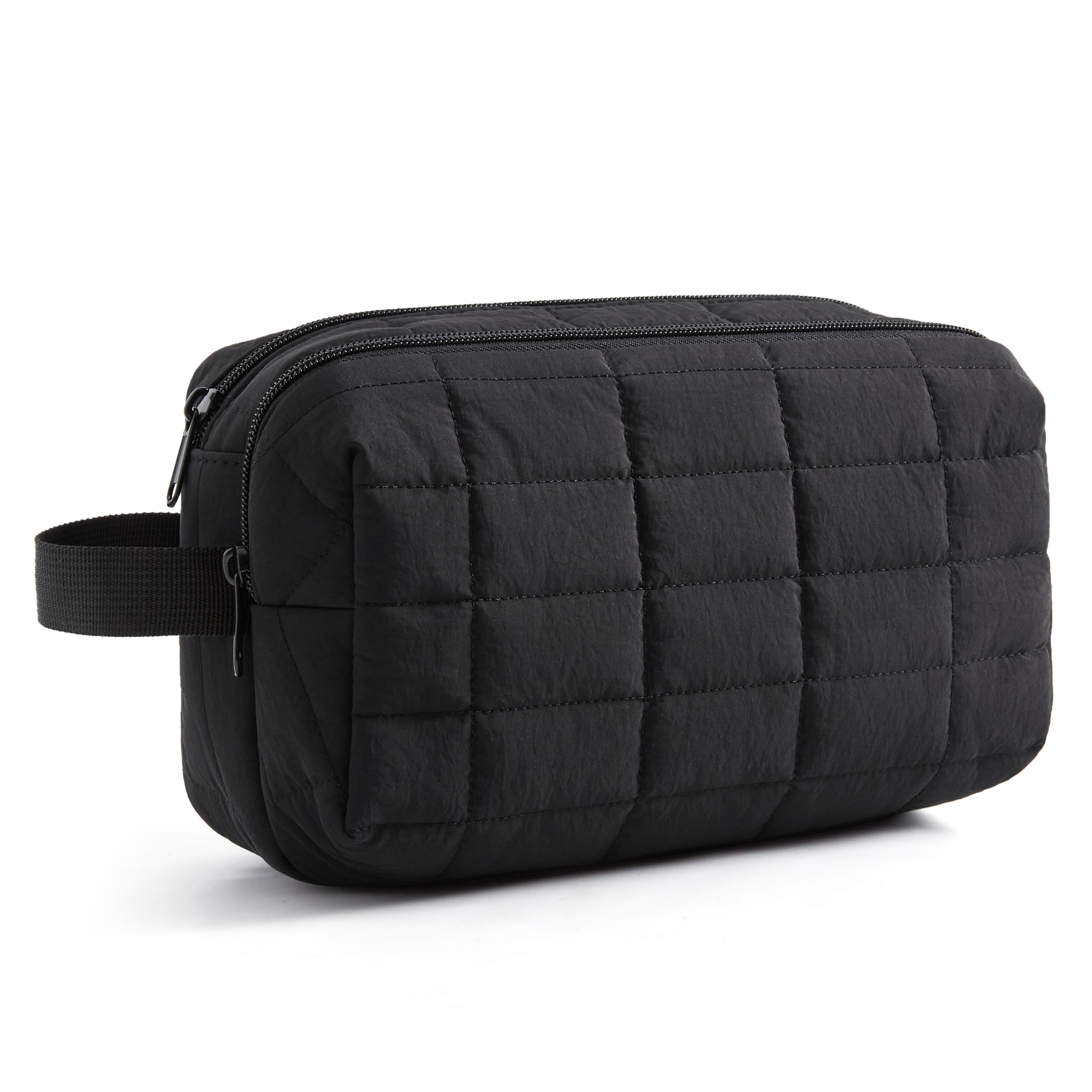 BAGSMART Travel Toiletry Bag for Men, Small Makeup Cosmetic Bag with Double Zippers & Handle, Water Resistant Shaving Pouch Organizer Dopp Kit for Toiletries Accessories