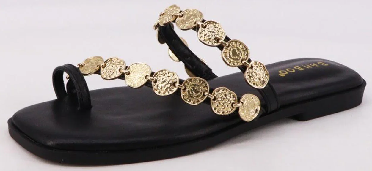 Gold Coin Flat Sandals