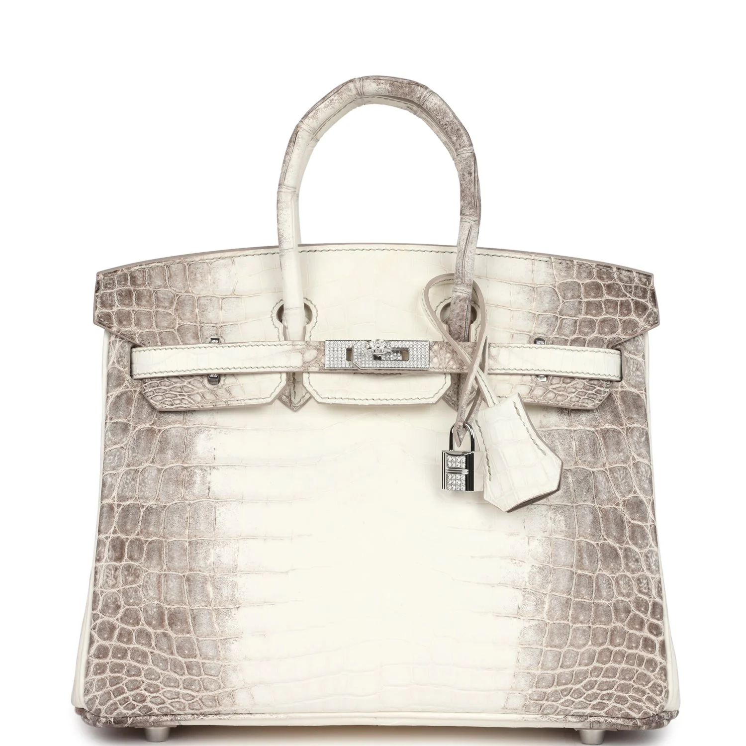 Hermes Birkin 25 Himalaya Niloticus Crocodile Diamond Encrusted Palladium Hardware