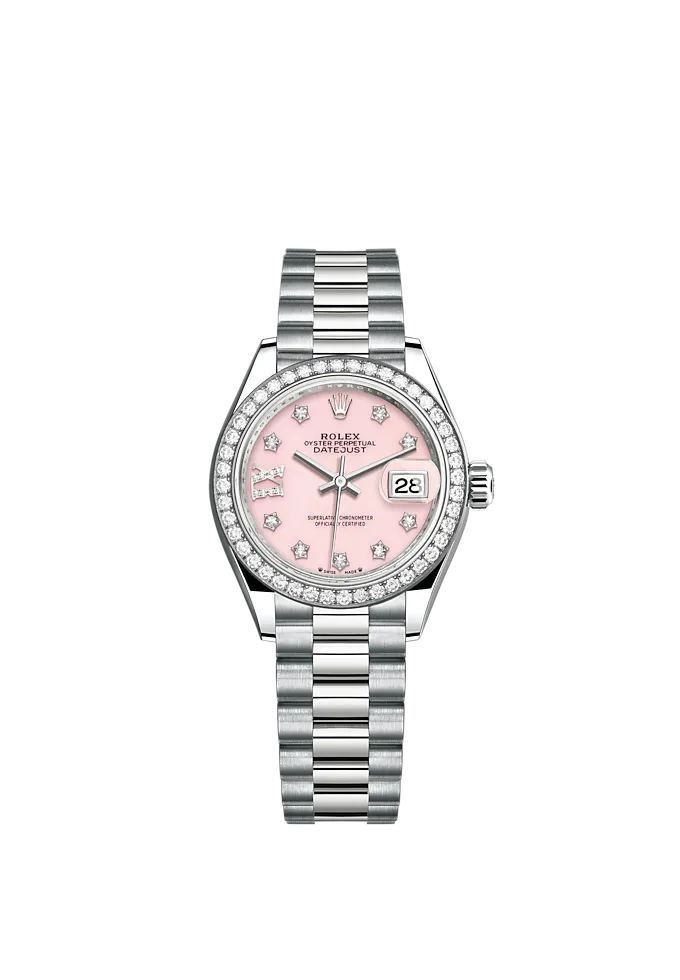 Classic watches LADY-DATEJUST Oyster, 28 mm, white gold and diamonds
