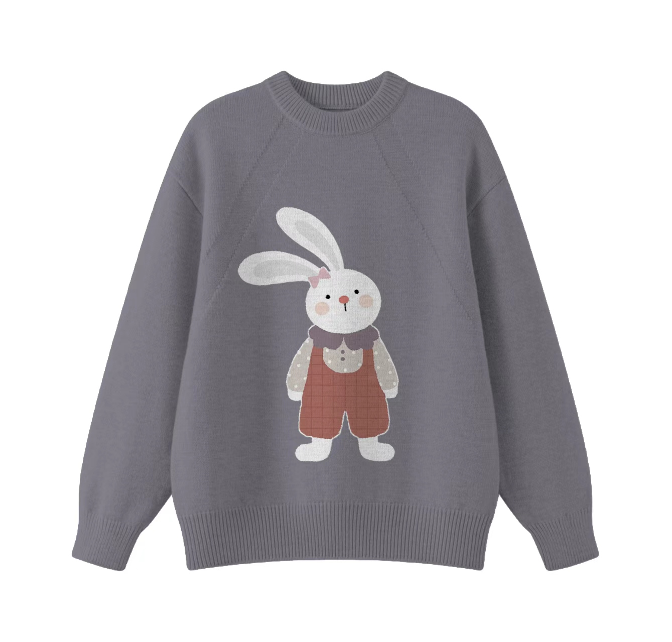 This adorable knit sweater, featuring a cute bunny design and a crew neck pullover style, is an ideal choice for winter wear.
