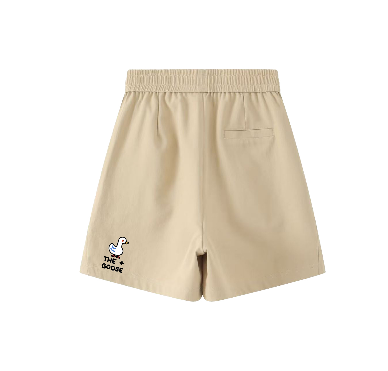 These casual shorts feature a playful white goose print, an elastic waistband, and a single back pocket, making them a must-have for your summer wardrobe.