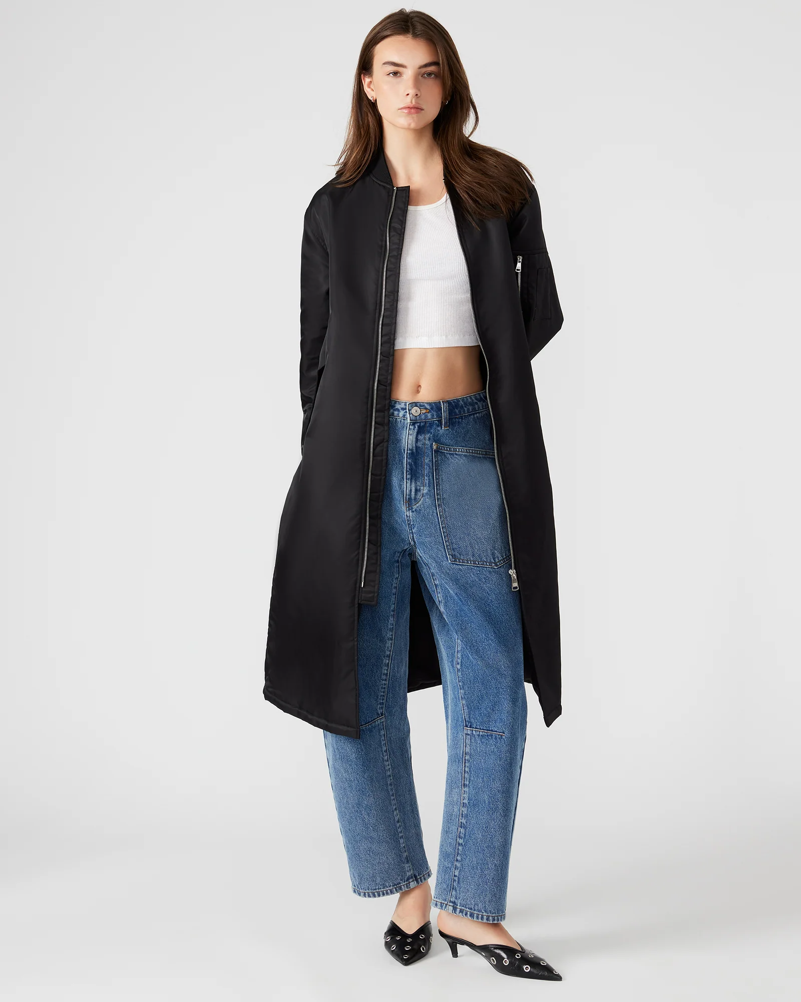 Black Casual Long Warm Winter Coat