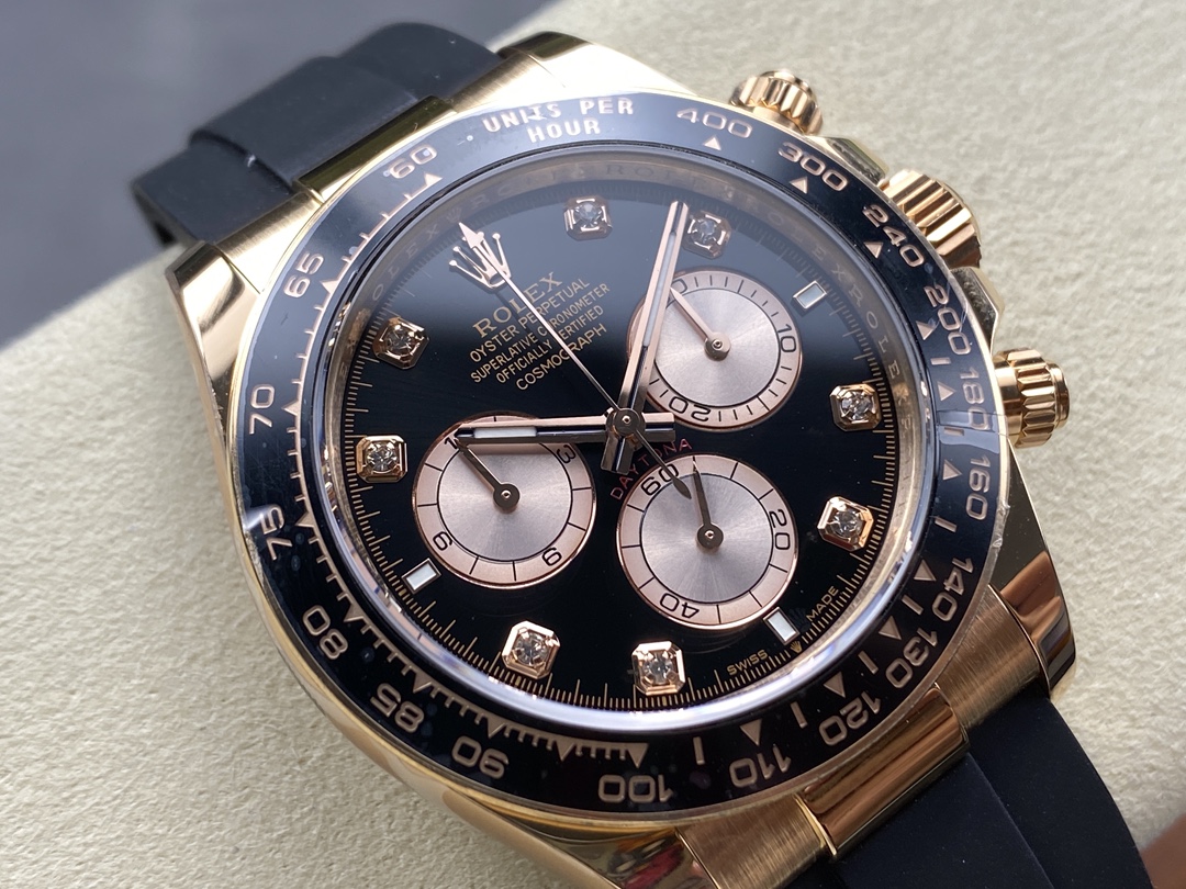 Rolex Daytona Everose Rubber 126515LN 0004 Black Dial Diamond Watch