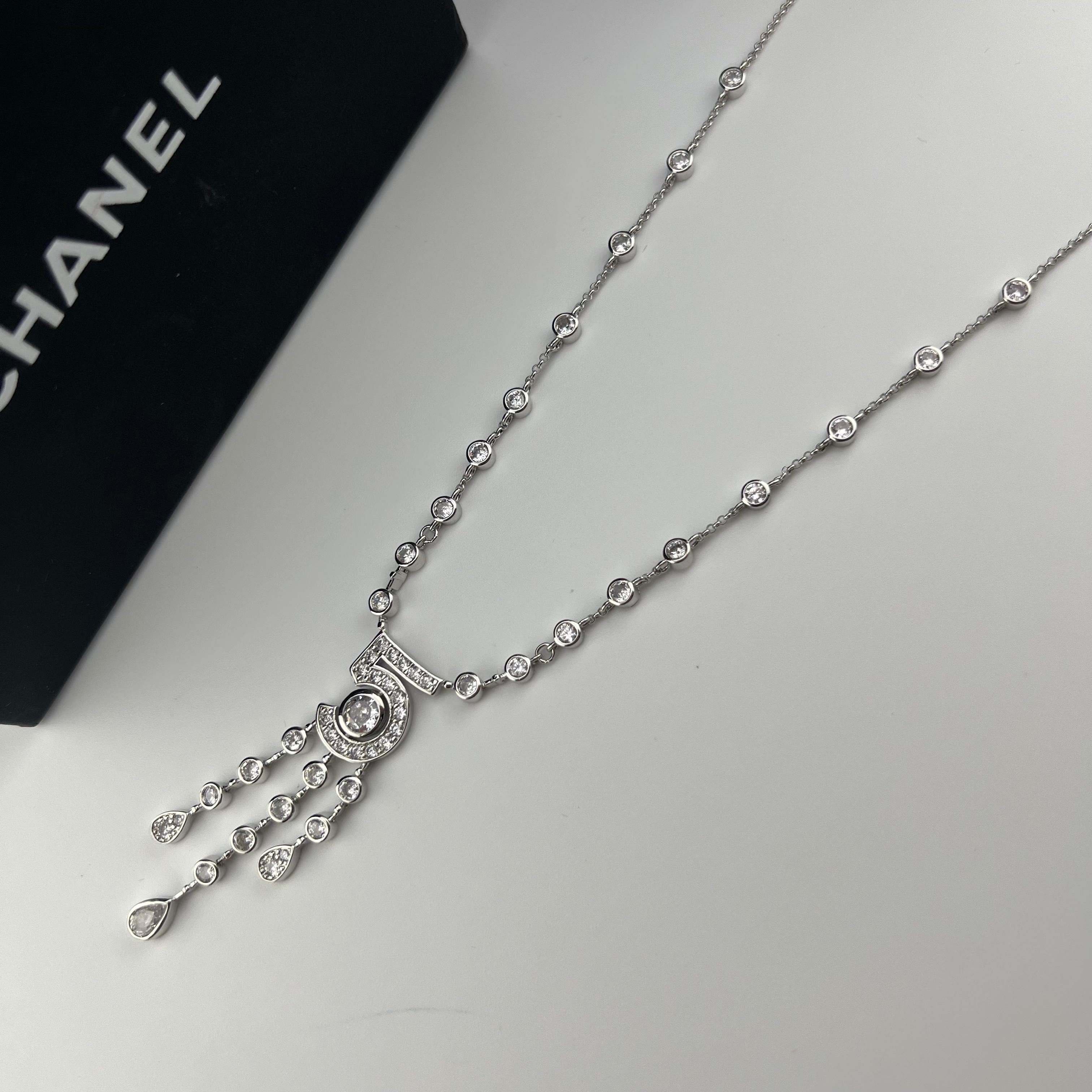 NO.5 Tassel Platinum Full Diamond Necklace - Artisantouchss