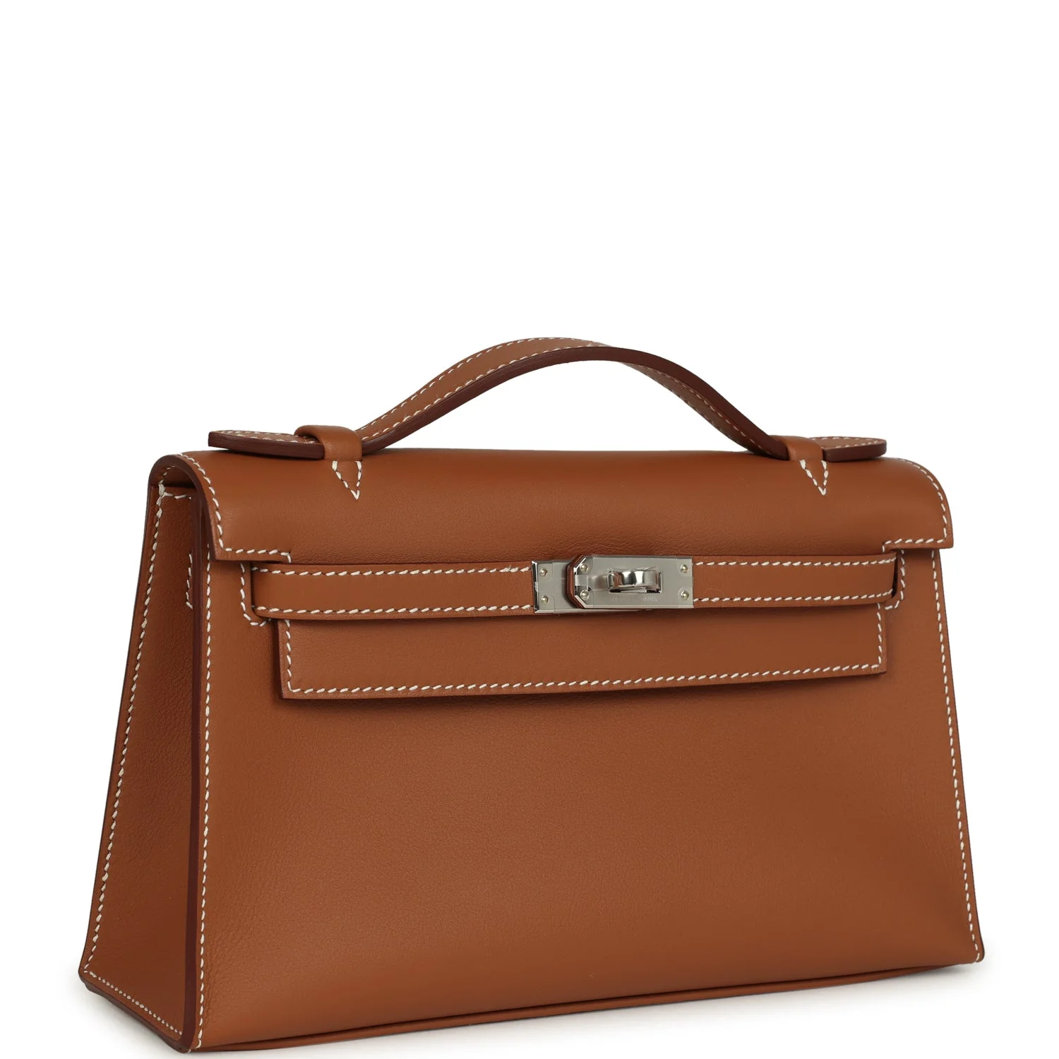 Hermes Kelly Pochette Gold Swift Palladium Hardware
