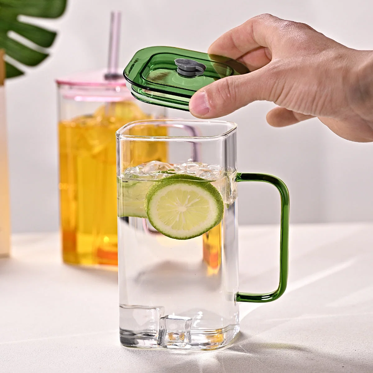 Large square straw cup