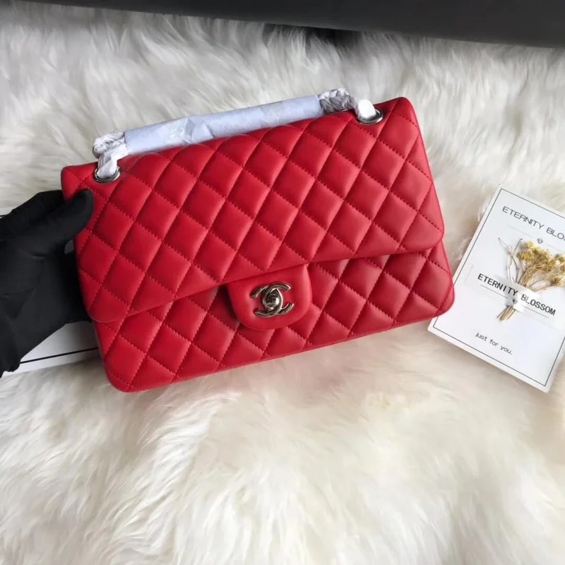 Chanel 1112 Red Medium Size 2.55 Lambskin Leather Flap Bag