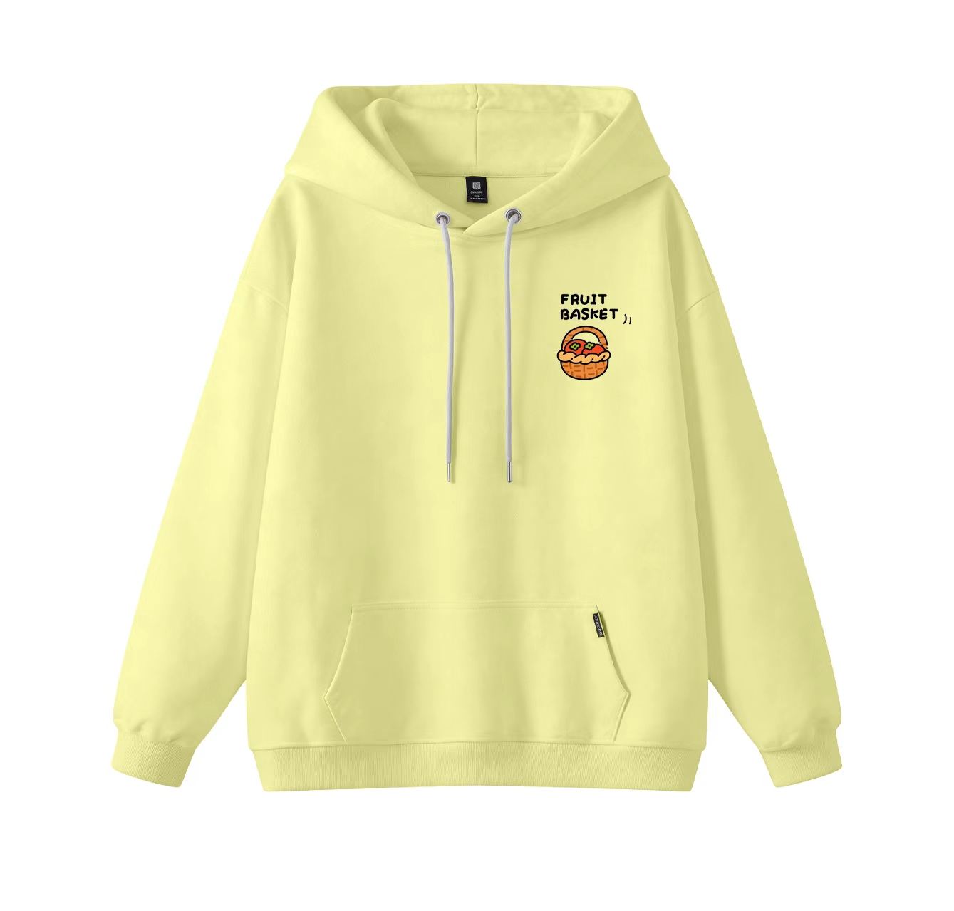This adorable hooded sweatshirt features a fruit basket print and is a casual pullover. Its stand-up collar design also makes it an ideal choice for winter wear.