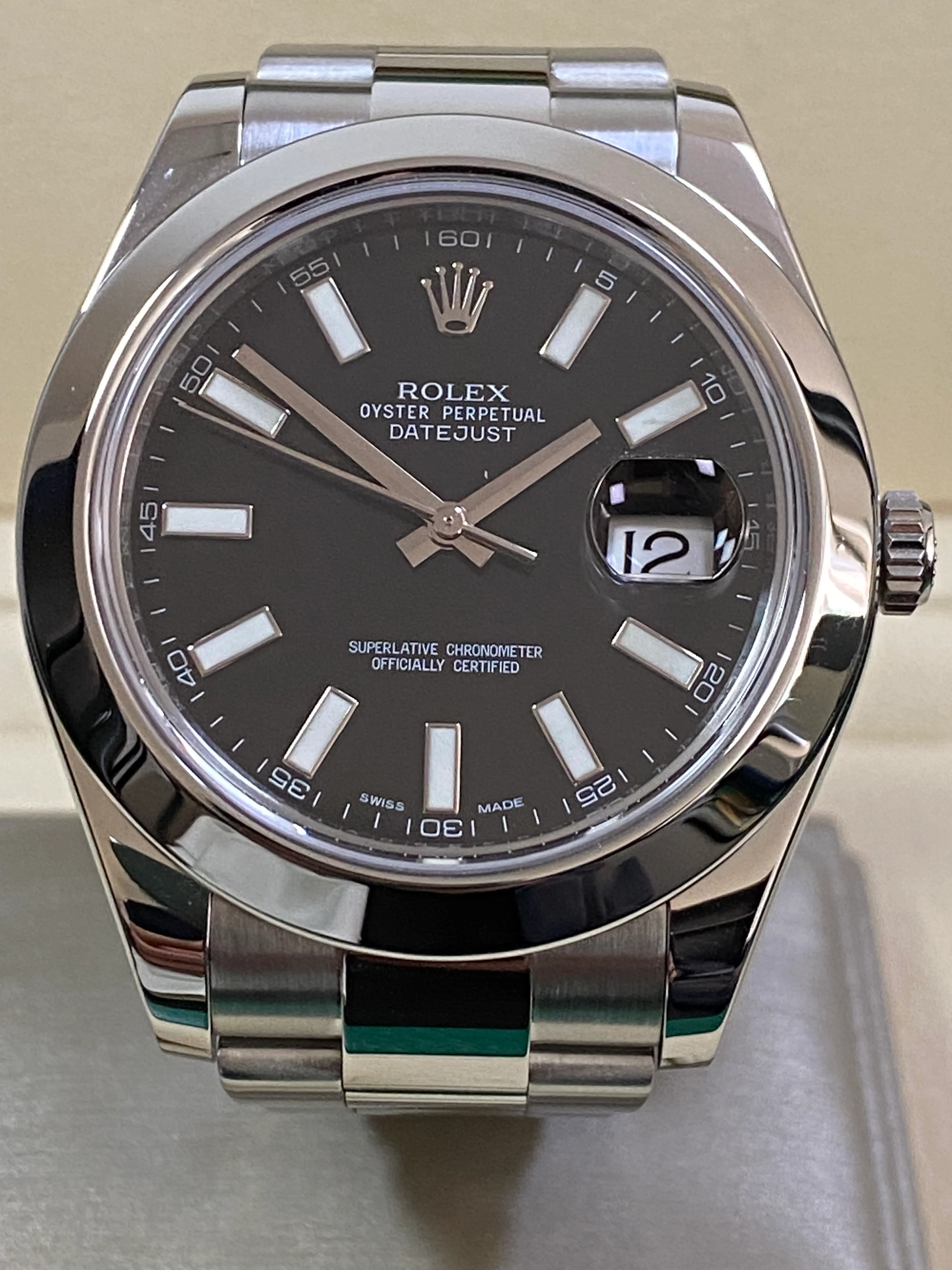 Rolex Steel Datejust II - Smooth Bezel - Black Index Dial - Oyster Bracelet - 116300