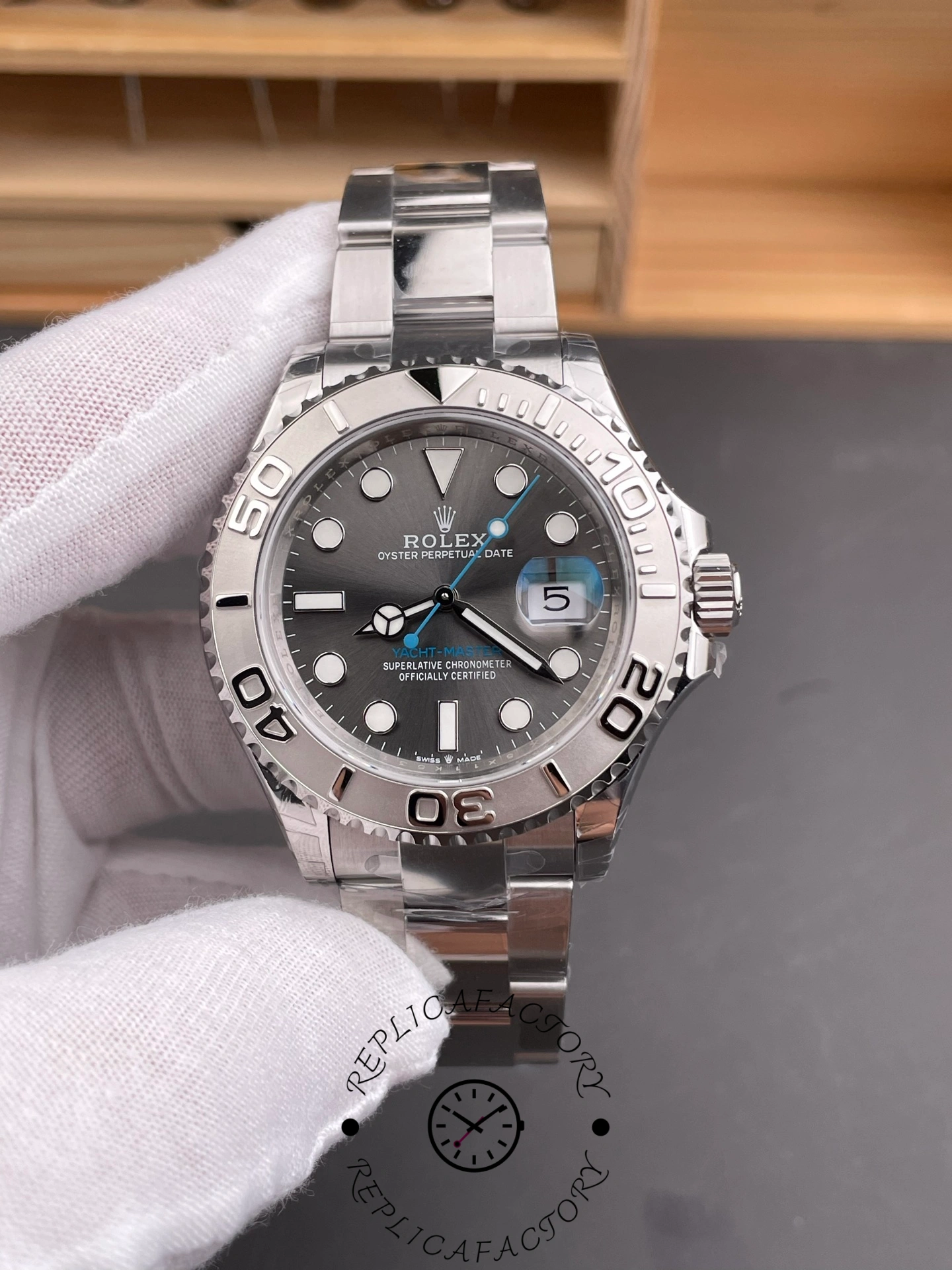 Rolex Yacht-Master 126622-0001 Platinum Bezel Dark Rhodium Grey Dial 40MM Mens Replica Watch