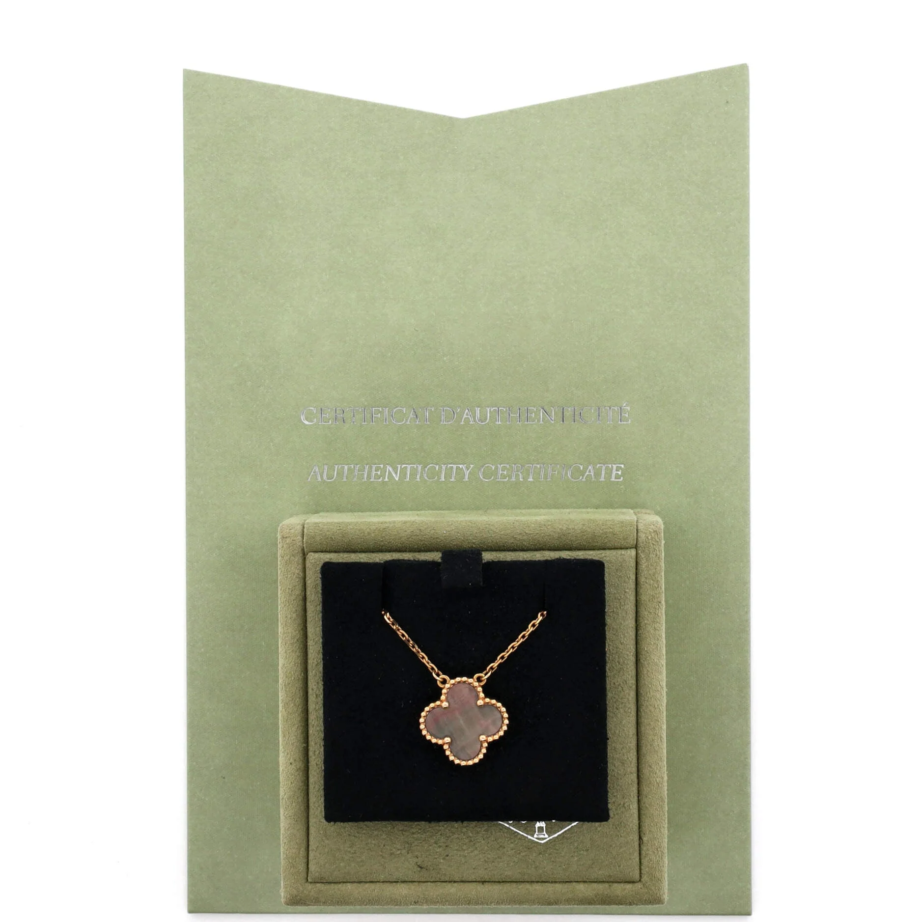 Vintage Alhambra Pendant Necklace 18K Rose Gold and Grey Mother of Pearl