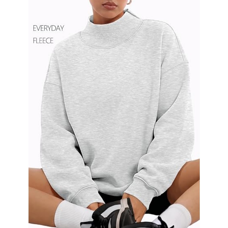 Women's Mock Neck Oversized Sweatshirt | 2026 Fall Fashion Long Sleeve Fleece Pullover