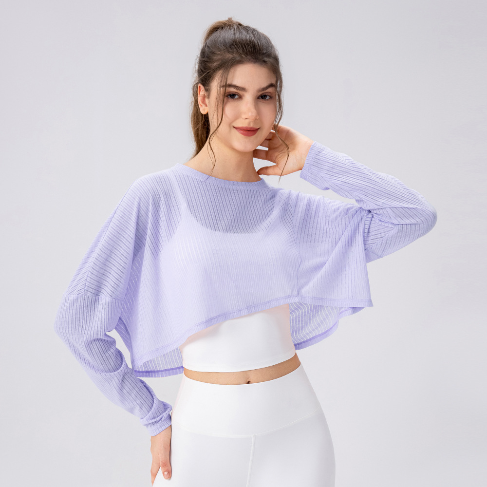Women's Yoga Cover-up Long Sleeve Lightweight Breathable Fitness Top Loose Outdoor Running Casual Sports Cover-up