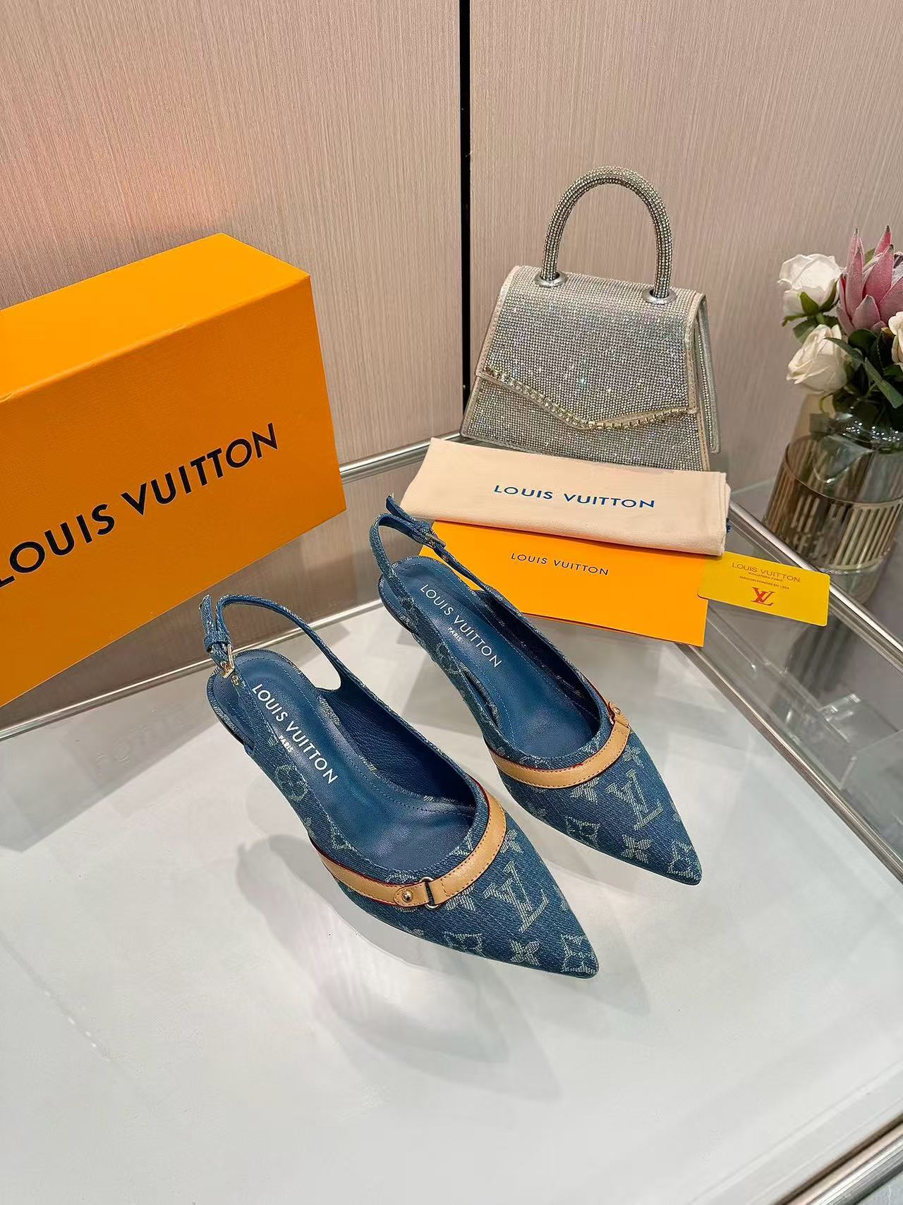 LV denim high heels