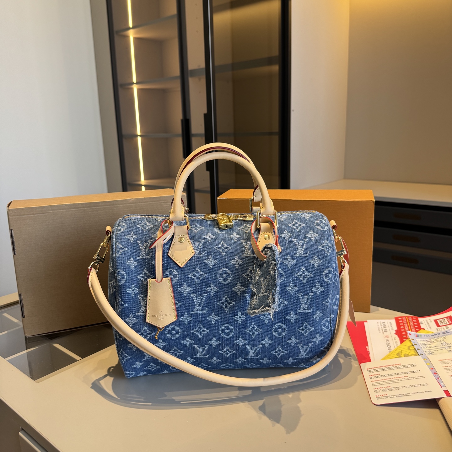 LV Denim Speedy 30 Pillow Bag