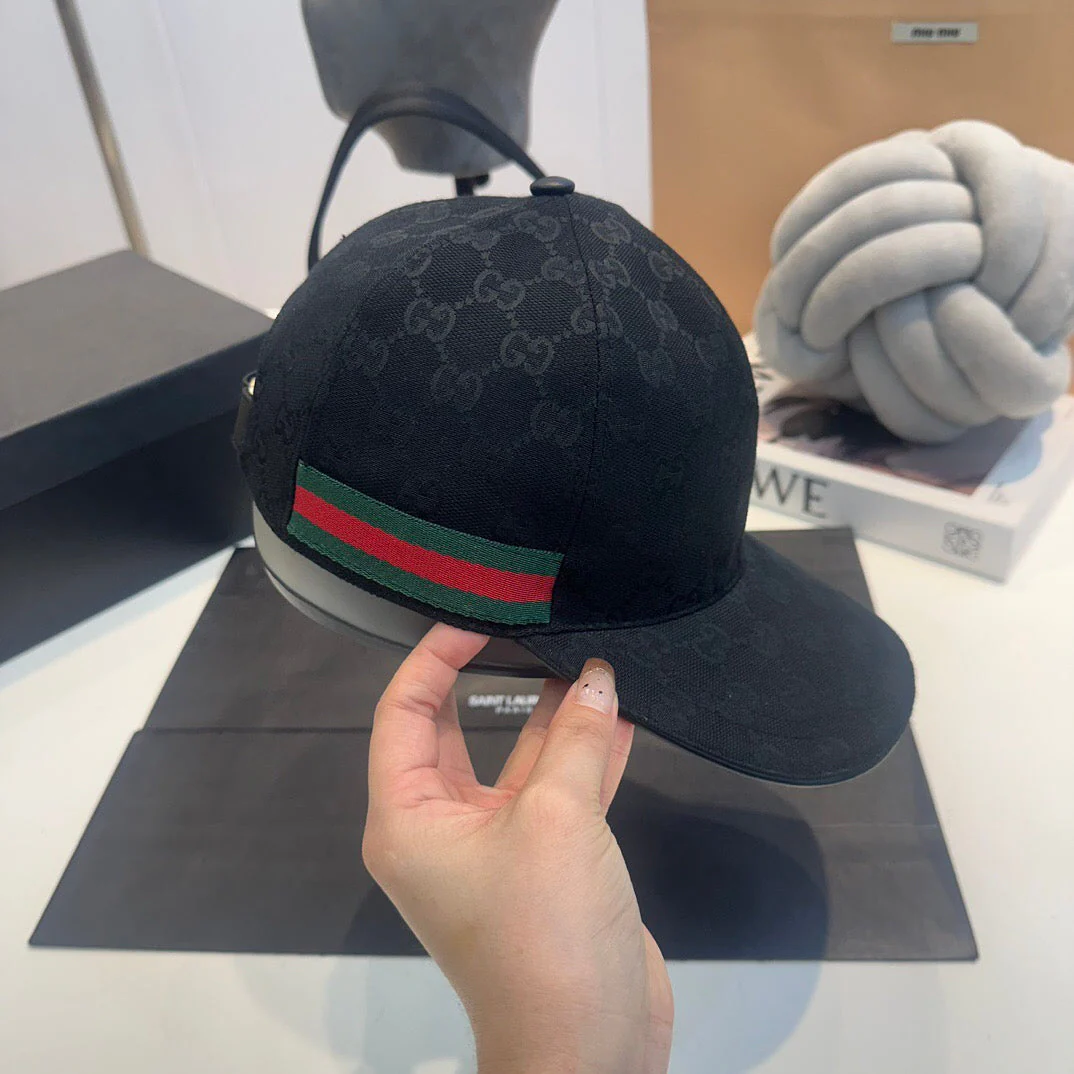 Gucci GG Supreme Web Baseball Cap Black Fabric