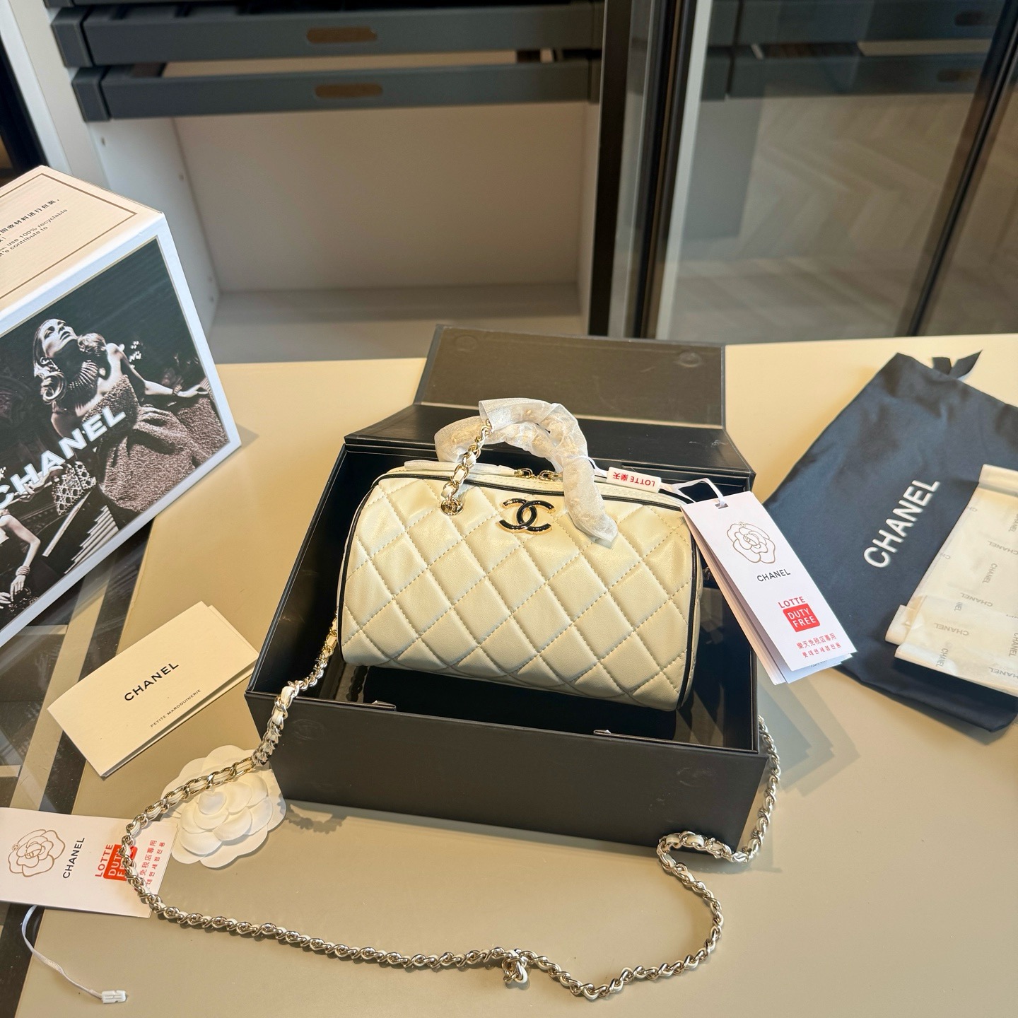 CHANEL Comic-Print Bowling Bag