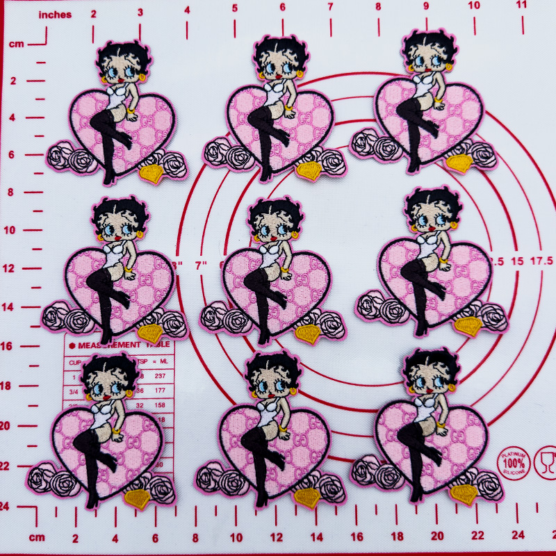 Mid(Iron-on) L-Pink Betty Shape Patches