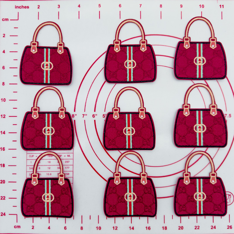 Mid(Iron-on) GG-Red Bag Shape Patches