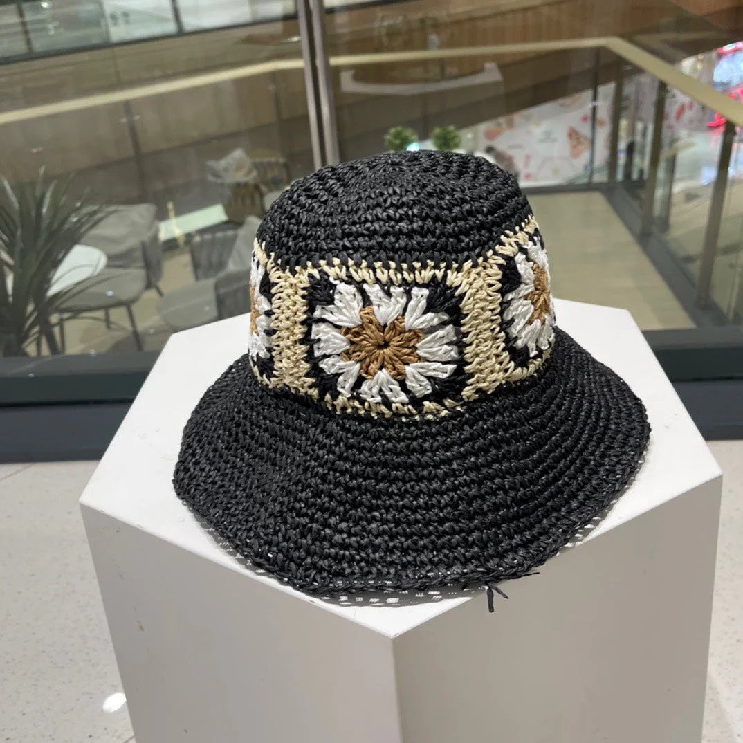 BUCKET HAT IN BLACK MIX COLORFUL RAFFIA 956213
