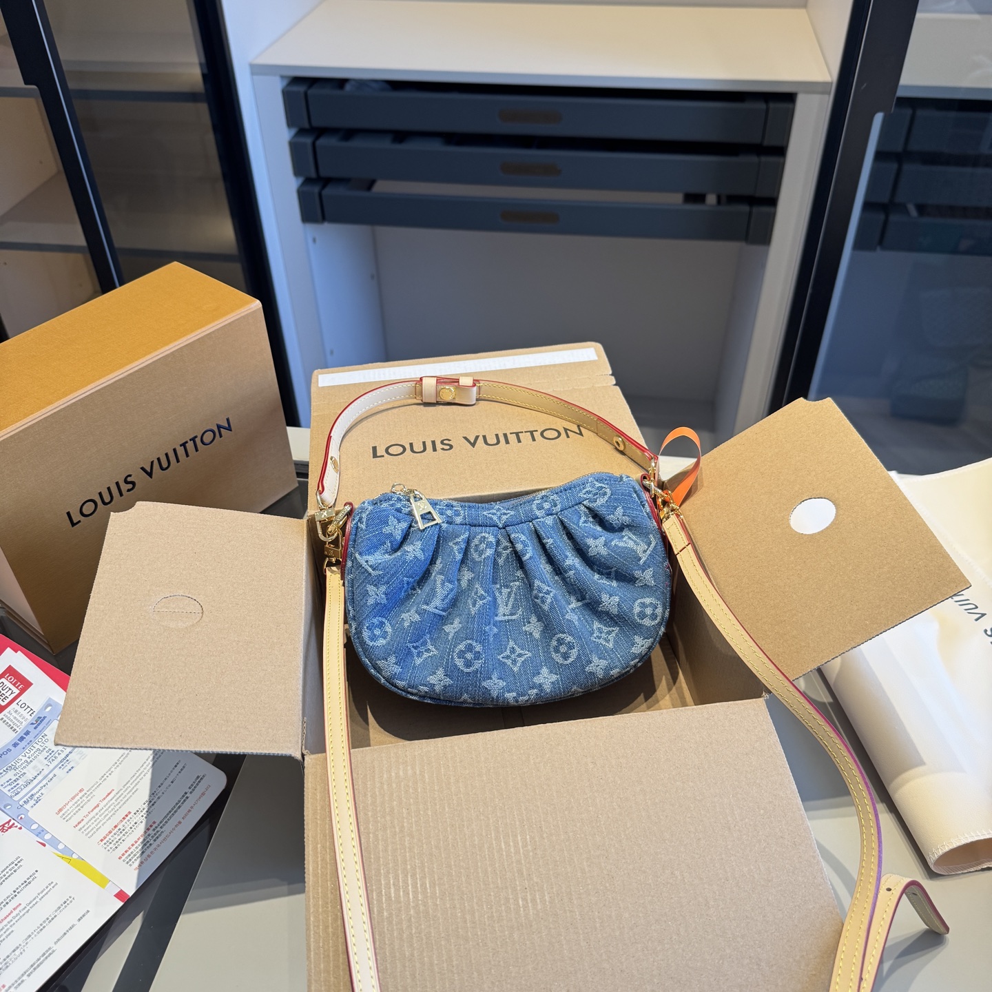 LV denim walkin underarm bag