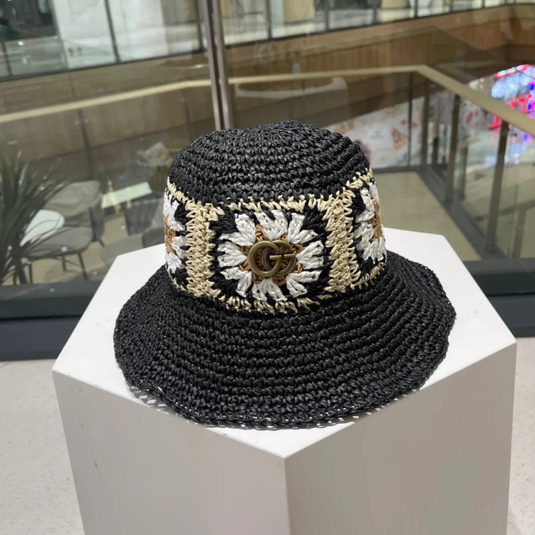 BUCKET HAT IN BLACK MIX COLORFUL RAFFIA 956213