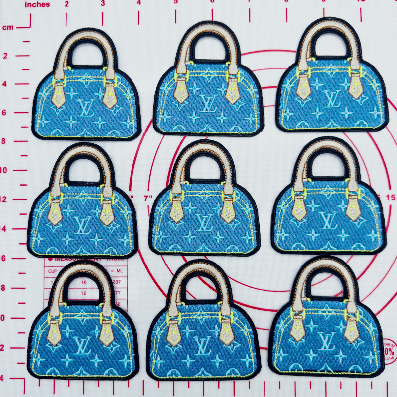 Mid(Iron-on) L-Blue Bag Shape Patches