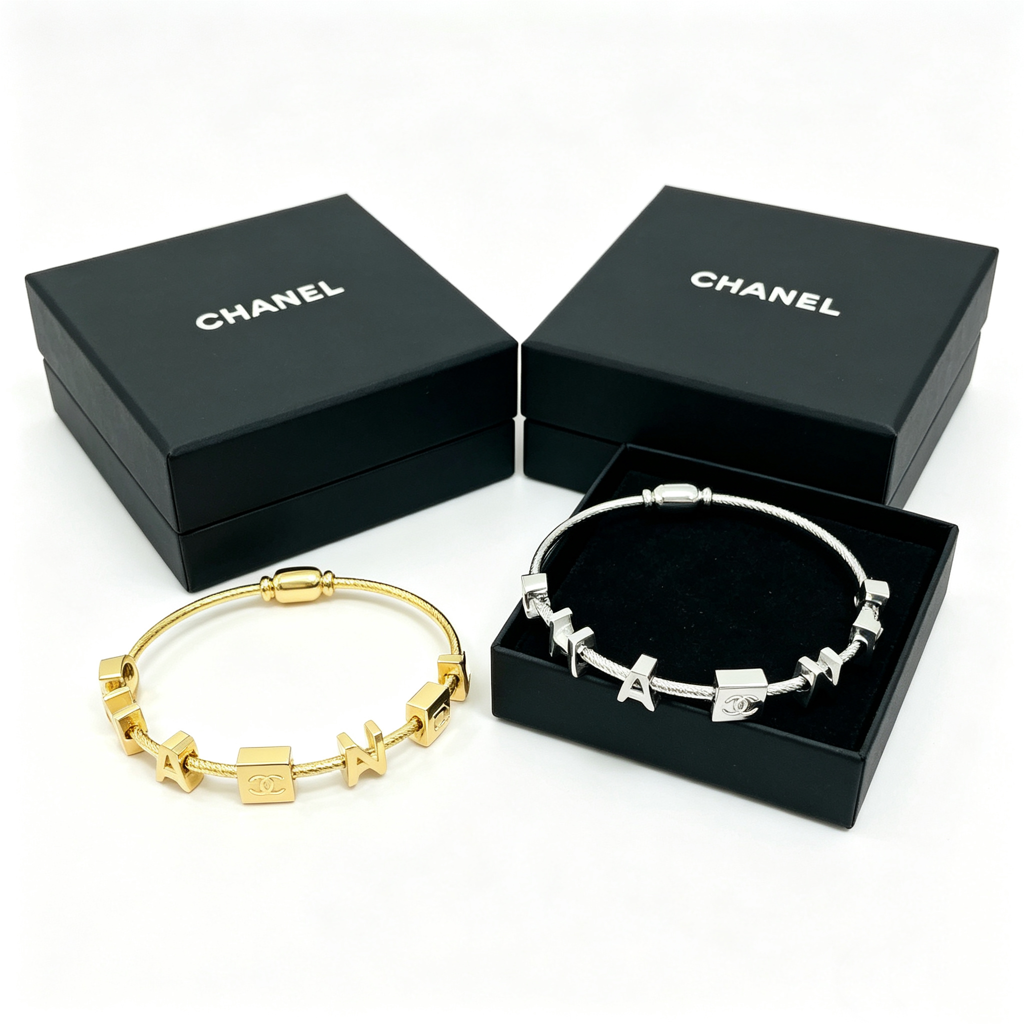 C—Metal letter bracelet