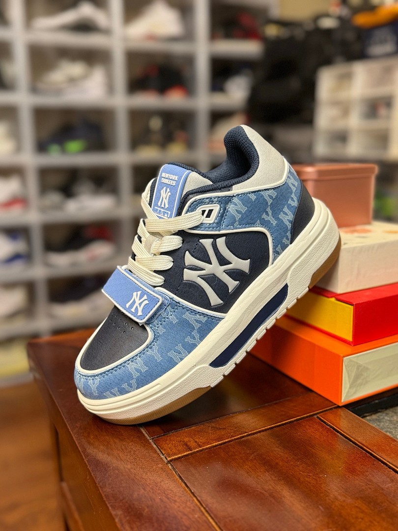 MLB黑蓝牛仔  Chunky Liner Basic MID 中帮魔术贴 老化牛仔蓝 增高厚底板鞋 3ASXCHL4N (GP008)