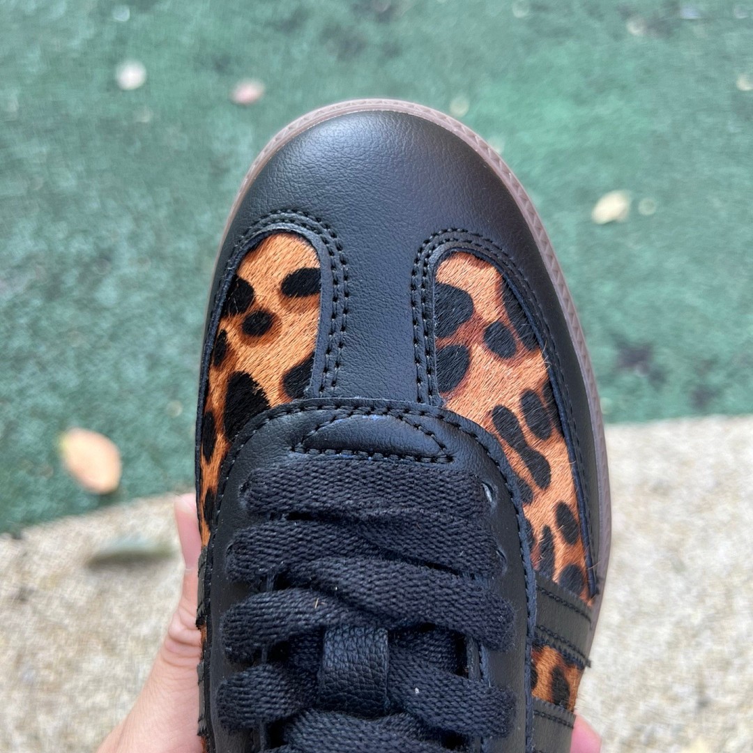 阿迪德训板鞋豹纹黑色 s2纯原版 阿迪达斯Adidas Samba OG T头鞋 豹纹复古德训板鞋 JI2735