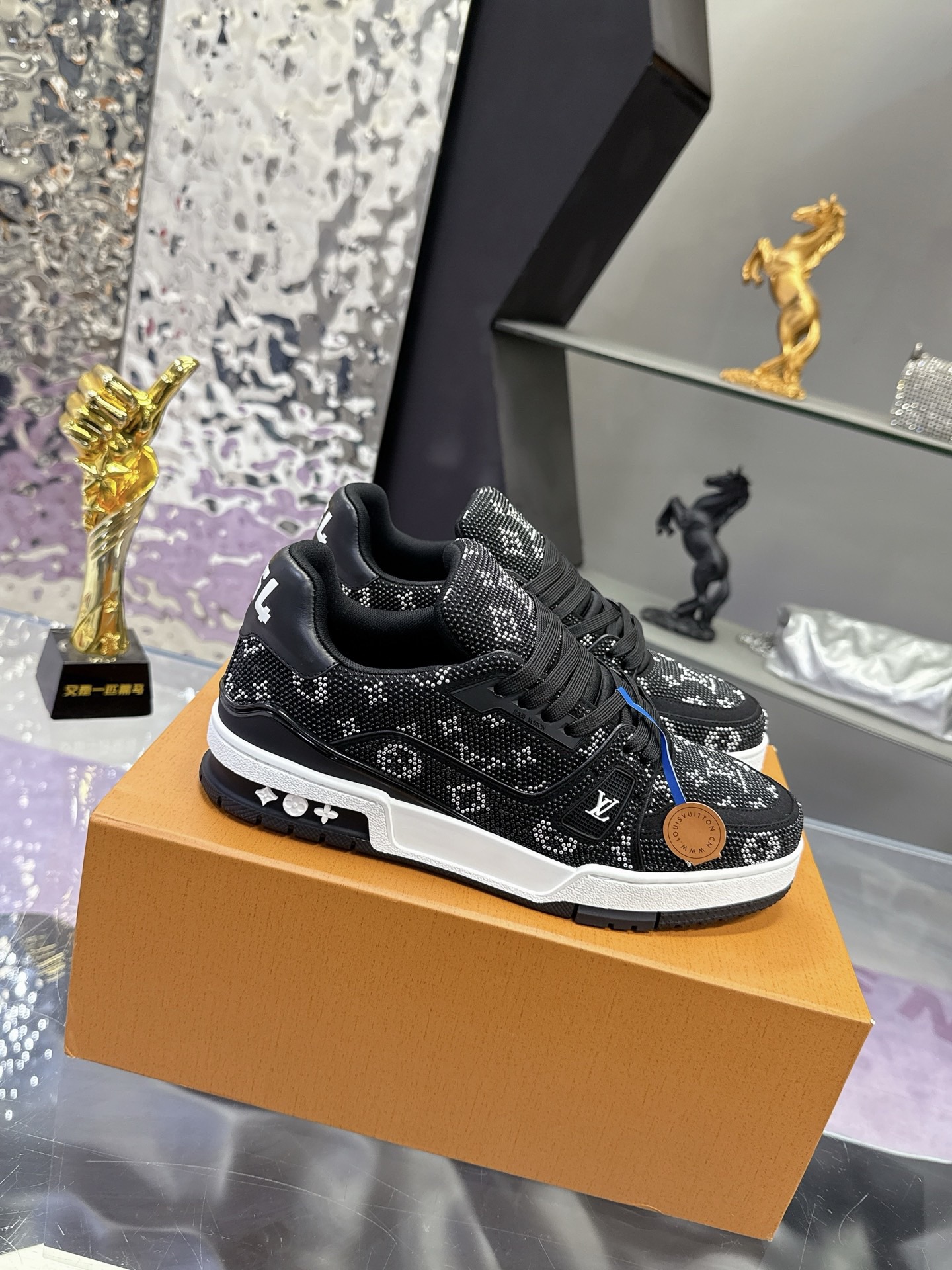 L X V Hand-set Rhinestones Sneaker