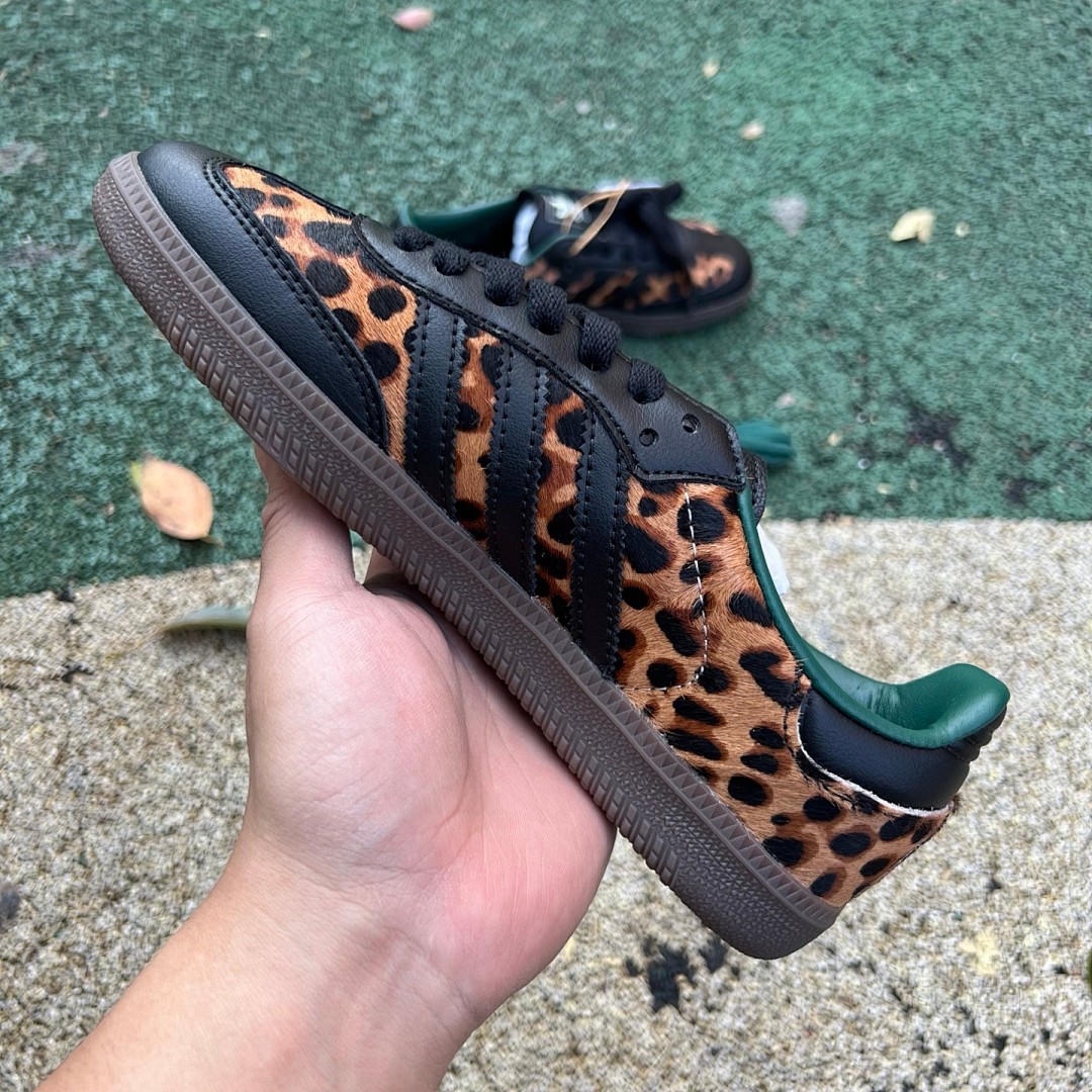 阿迪德训板鞋豹纹黑色 s2纯原版 阿迪达斯Adidas Samba OG T头鞋 豹纹复古德训板鞋 JI2735