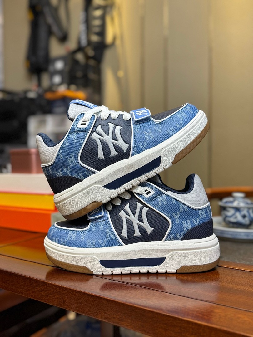 MLB黑蓝牛仔  Chunky Liner Basic MID 中帮魔术贴 老化牛仔蓝 增高厚底板鞋 3ASXCHL4N (GP008)