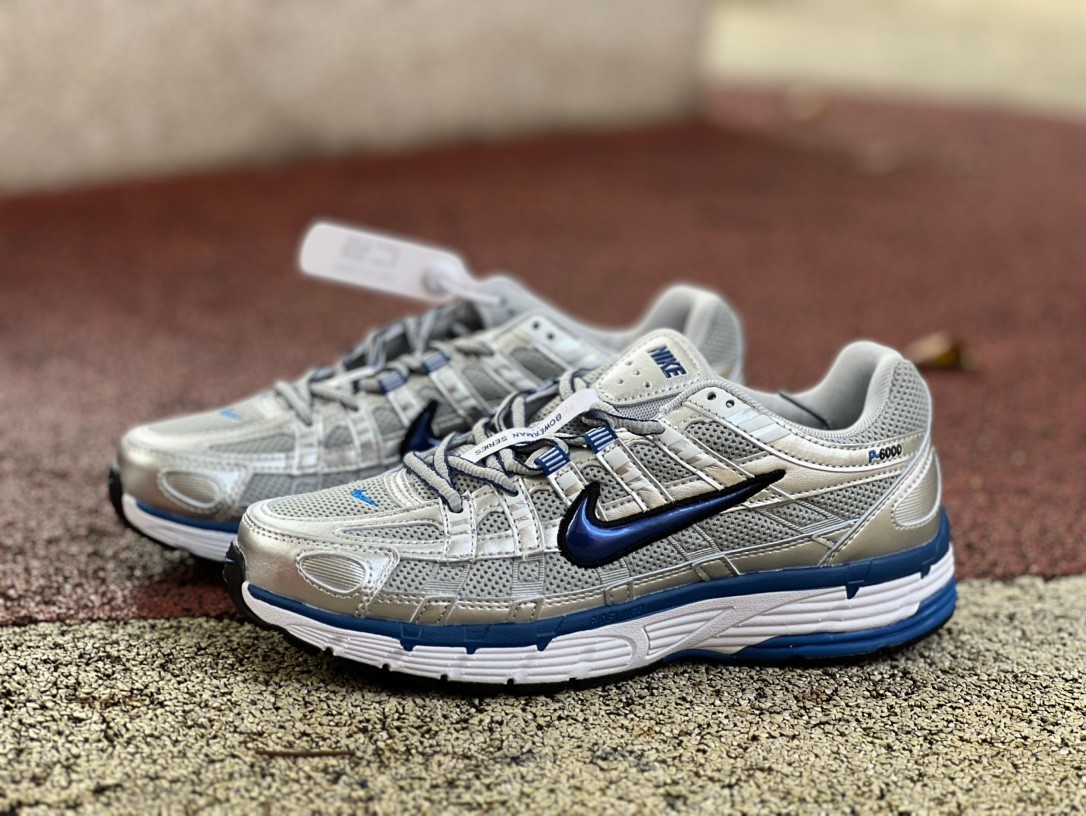 Nike P-6000白蓝银 Nike耐克男鞋 P-6000 PRM 网面透气耐磨运动训练复古跑步鞋 BV1021-001