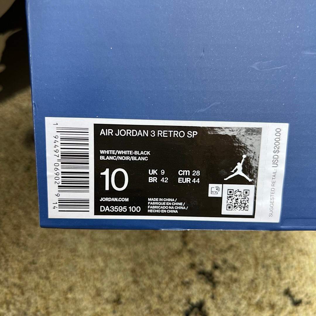 aj3闪电藤原浩 RN纯原版 Air Jordan 3 AJ3 x Fragment藤原浩联名闪电DA3595-100