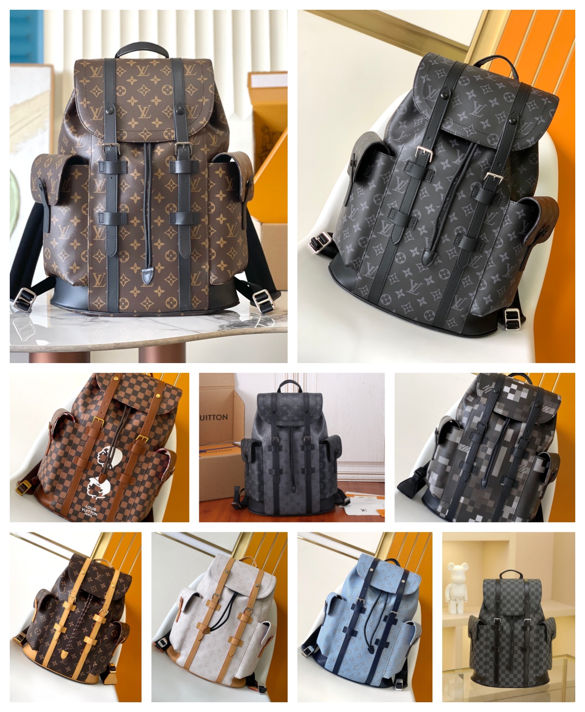 L X V Medium-sized men’s matching colored backpack M40350 Size：38*44*21cm（Multiple colors）