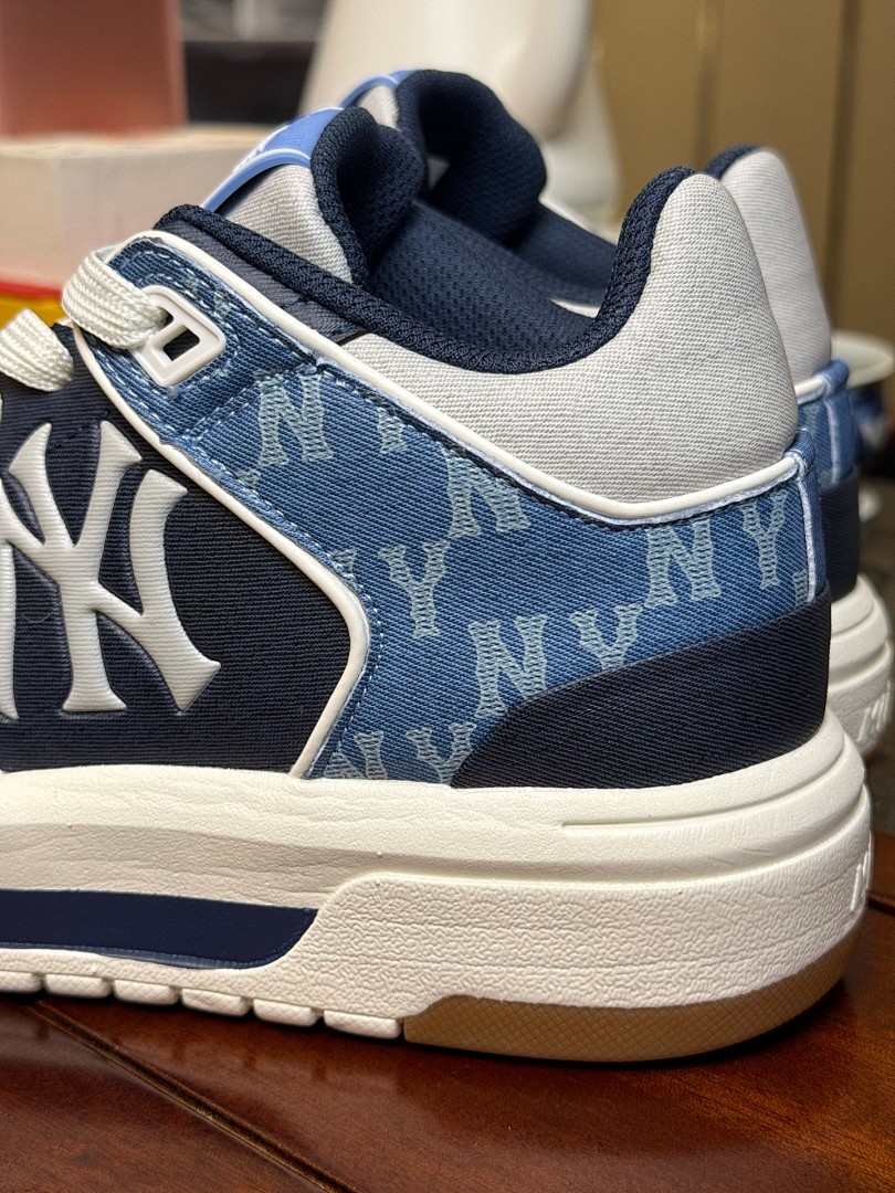 MLB黑蓝牛仔  Chunky Liner Basic MID 中帮魔术贴 老化牛仔蓝 增高厚底板鞋 3ASXCHL4N (GP008)