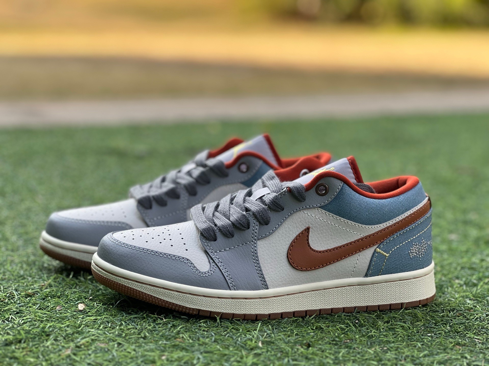 aj1低帮白灰蓝橙 纯原版 Air Jordan 1 AJ1蓝白色 舒适百搭 板鞋 FZ5045-091