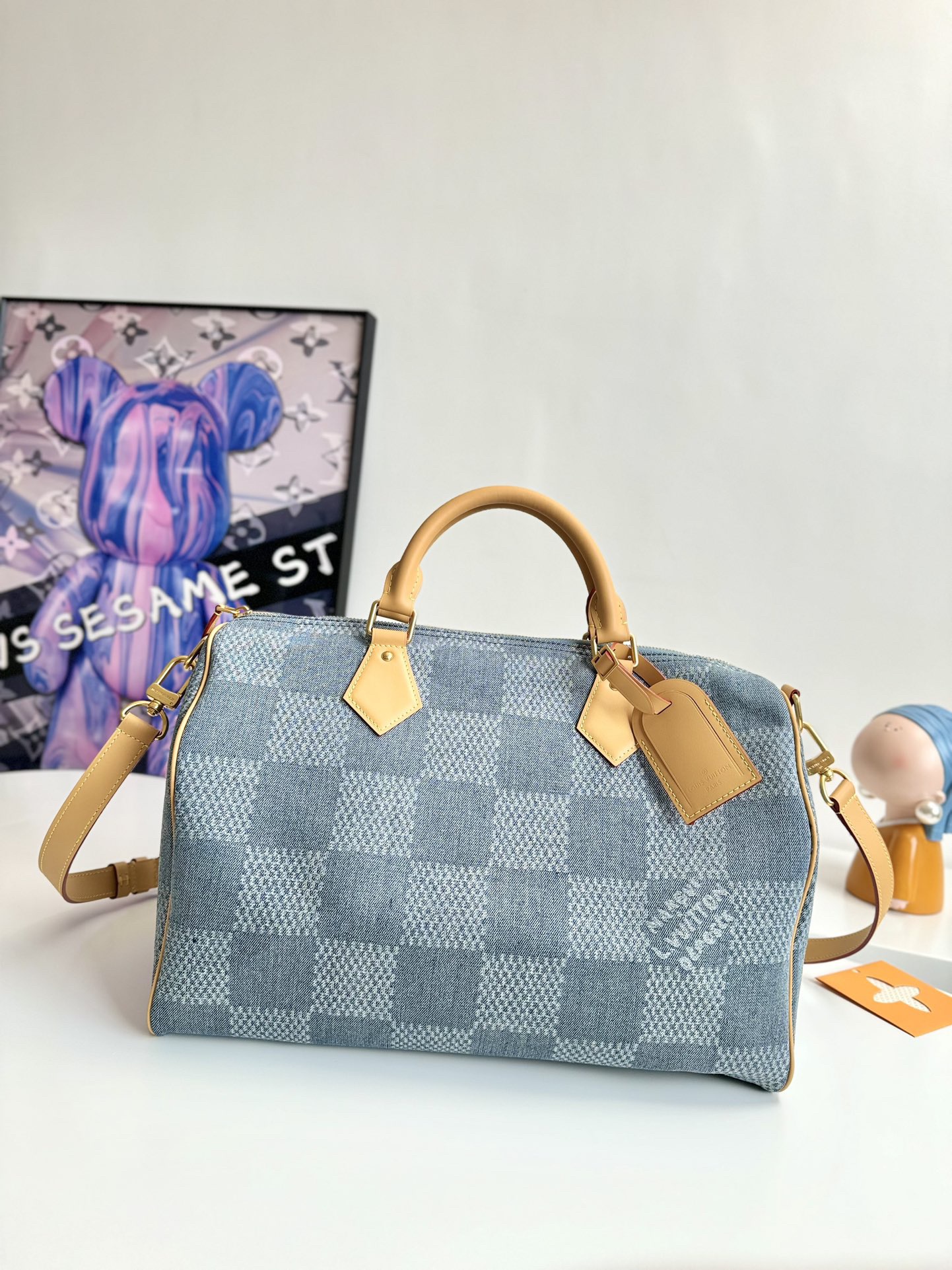 L X V The new SPEEDY 40 bandouli &egrave;re tannin denim handbag  N40701  Size：40*26*32