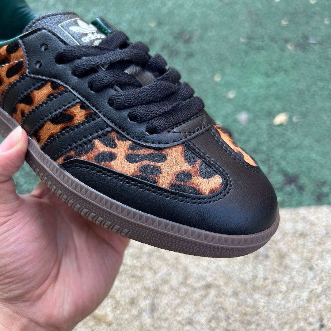 阿迪德训板鞋豹纹黑色 s2纯原版 阿迪达斯Adidas Samba OG T头鞋 豹纹复古德训板鞋 JI2735