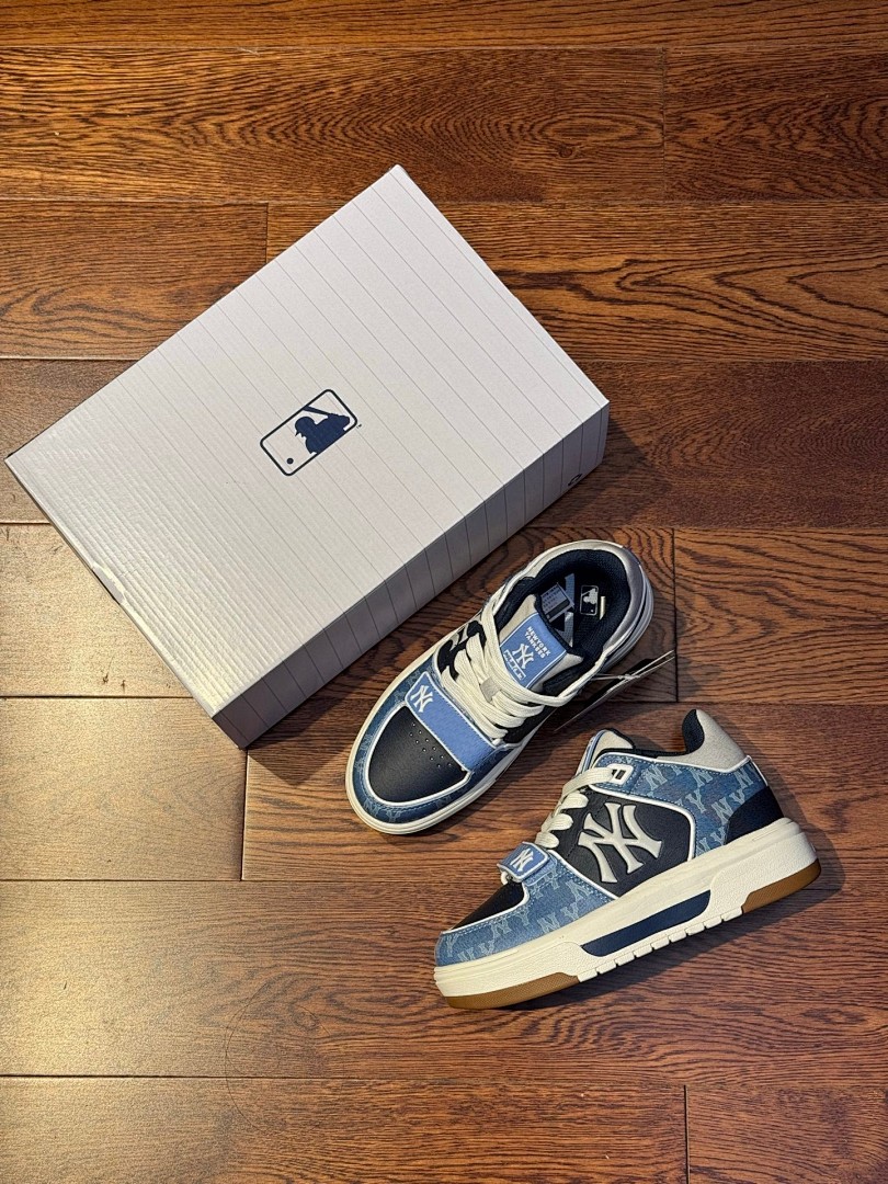 MLB黑蓝牛仔  Chunky Liner Basic MID 中帮魔术贴 老化牛仔蓝 增高厚底板鞋 3ASXCHL4N (GP008)