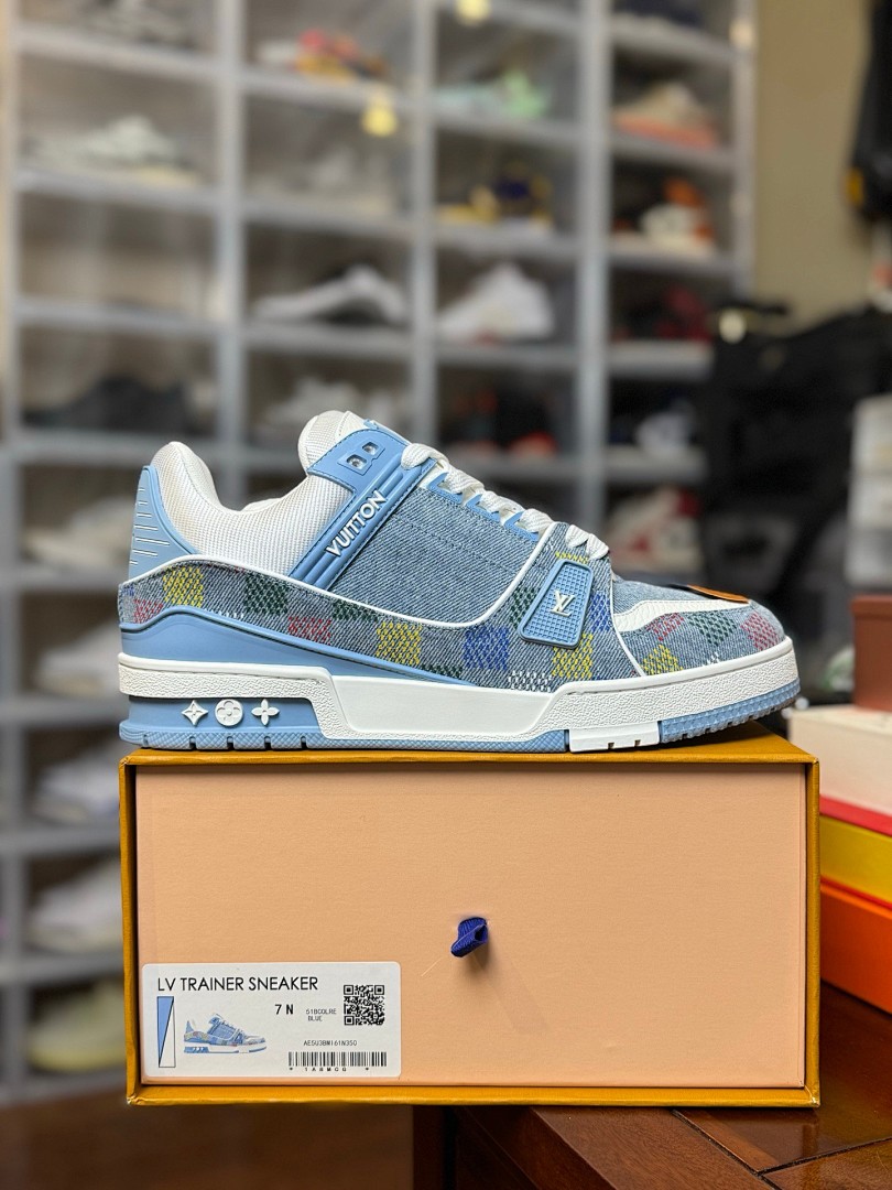 LV Trainer  仔蓝三彩棋盘格 尺码：36-46  48