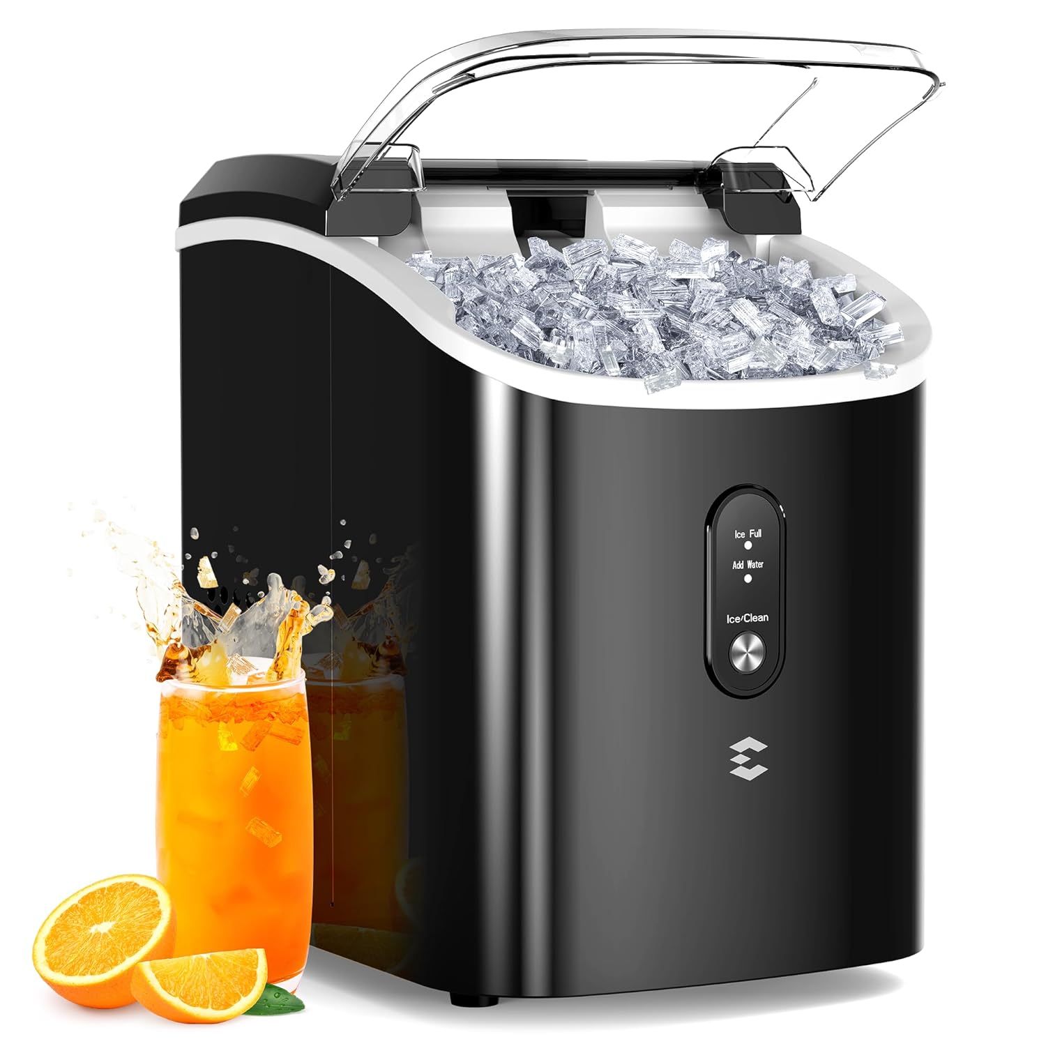 EASYERA Nugget Ice Maker Countertop,Chewable Pellet Ice, 33LBS/24H,Compact Self-Cleaning Ice Machine with Ice Bags，Pebble Ice Maker for Home, Kitchen, RV, Camping