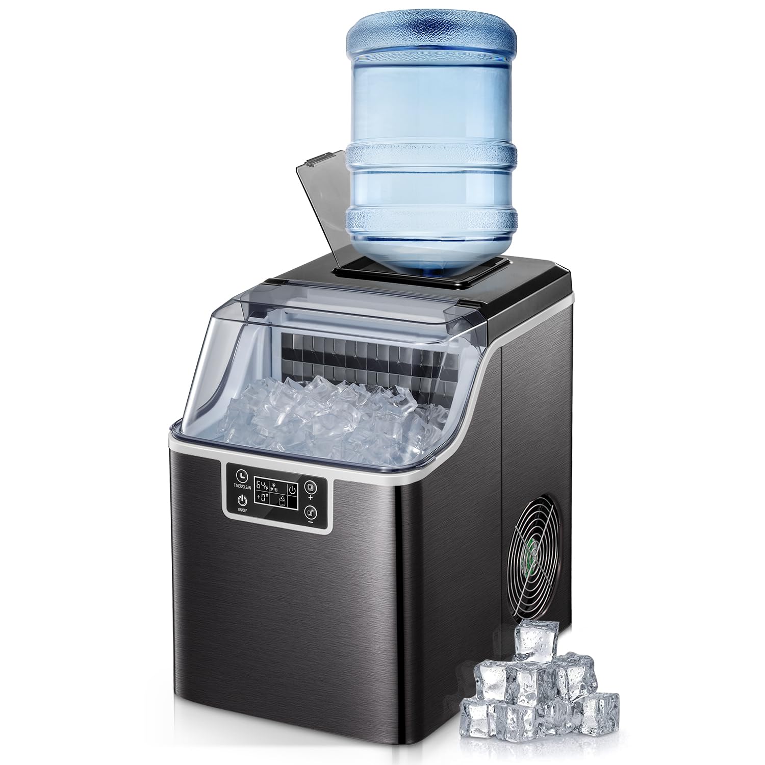 COWSAR Countertop Ice Maker, Square Ice Cubes Maker Machine, 2 Ways to Add Water, Self-Cleaning Maker, 24H Timer Compact for Home Office Party Bar