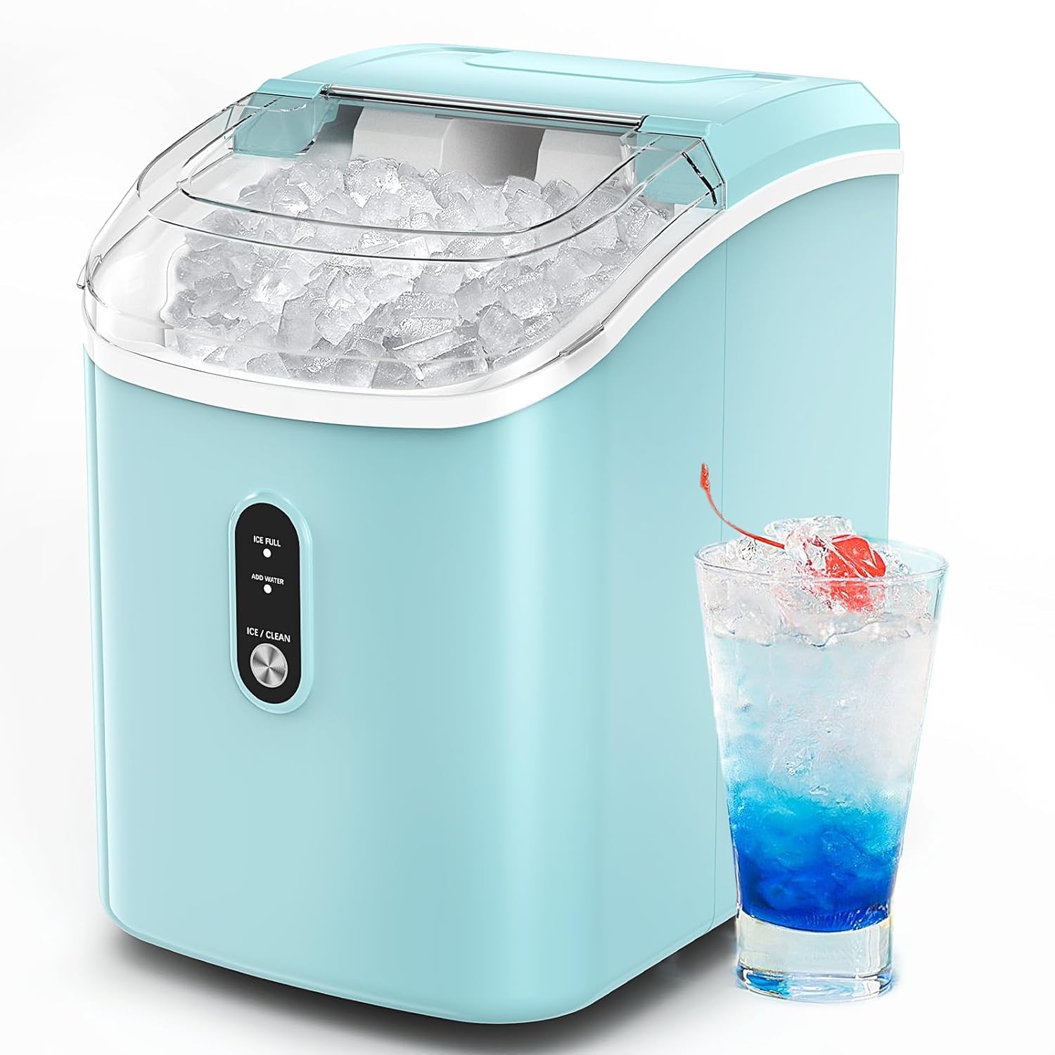 Nugget Countertop Ice Maker, Silonn Chewable Pellet Ice Machine with Self-Cleaning Function, 33lbs/24H for Home, Kitchen, Office, Black